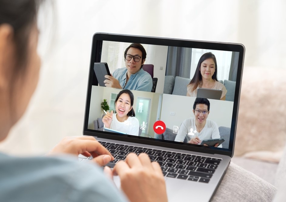 person talking on a video call