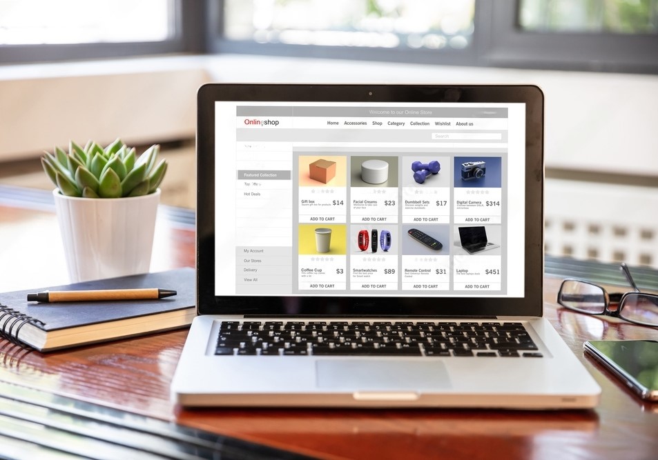 products displayed on website