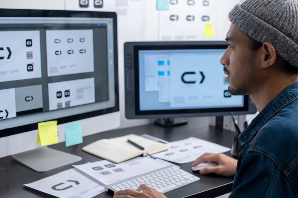 graphic designer creating a logo