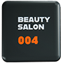 A dark brown button that says 'Beauty Salon' on it