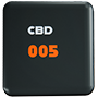 A dark brown button that says 'CBD' on it