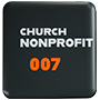 A dark brown button that says 'Church & Nonprofit' on it